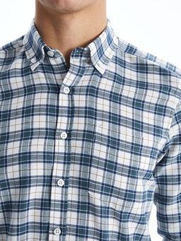 Regular Fit Uzun Kollu Ekose Gabardin Erkek G?mlek