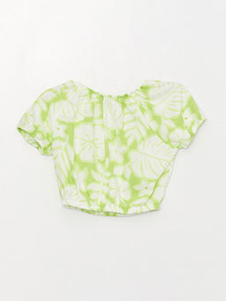 Kay?k Yaka Desenli K?sa Kollu K?z ?ocuk Bluz - Waikiki фото 2