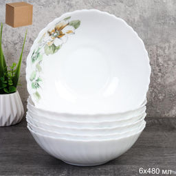 Набор суповых тарелок 480 мл 155 мм / TW-60 (7364) /уп 12/ Графические цветы