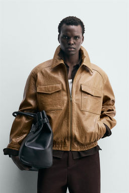 LEATHER JACKET WITH POCKETS - Zara фото 2