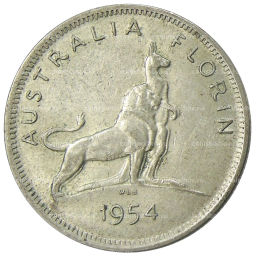 1 флорин (2 шиллинга) 1954 года Австралия  Королевский визит Елизаветы II