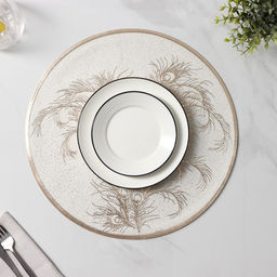 Набор салфеток сервировочных Доляна Павлин, 2 шт, d=38 см, цвет бежевый  фото 5