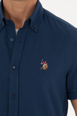 U. S. Polo Assn / Мужская темно-синяя рубашка с коротким рукавом - U.s. polo assn фото 6