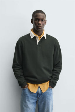 CONTRAST COLLAR POLO SWEATSHIRT - Zara фото 2