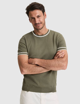 Haki Slim Fit %100 Pamuk Bisiklet Yaka Triko Ti__rt