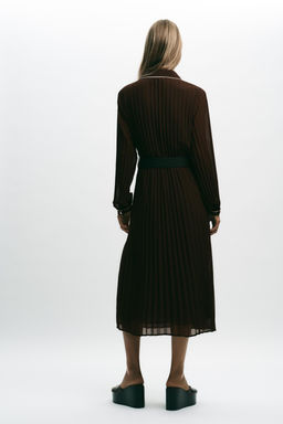 BELTED PLEATED MIDI DRESS - Zara фото 6