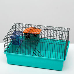 Клетка для грызунов Пижон №4, с этажом, укомплектованная, 37х26х18 см, бирюзовая  фото 3