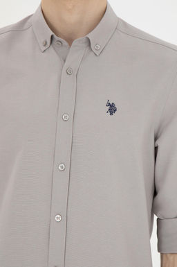 Мужская темно-серая базовая рубашка с длинным рукавом - U.s. polo assn фото 14