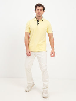 Джемпер мужской с воротником поло короткий рукав GREG G144-PO1246T-SA0048 (лимон)