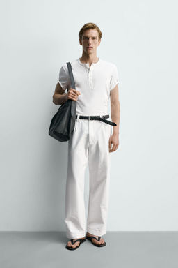 PANTAL?N WIDE FIT PLIEGUES / Blanco