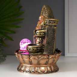 Фонтан настольный с подсветкой «Хотей в арке с водопадом», от сети, 28.5×20×20 см