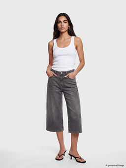 Bermuda Fit Kad?n Jean ?ortolon