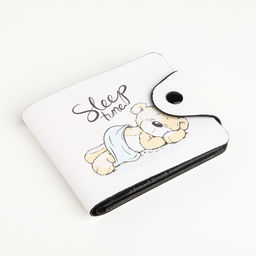 Кошелёк маленький Sleep time, десткий, на кнопке, бежевый