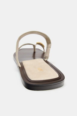 SANDALIA PIEL DETALLE MET?LICO / Beige - Zara фото 5