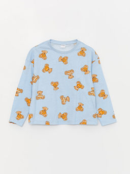 Bisiklet Yaka Bask?l? K?z ?ocuk Pijama ?st
