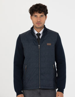 Lacivert Slim Fit Fermuarl_ Triko H_rka