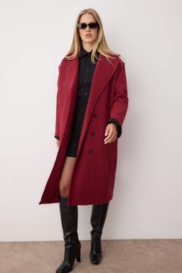 Bordo Asimetrik Kapamal? Yumusak Dokulu Oversize Kaban TWOAW25KB00009