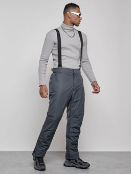 Полукомбинезон утепленный мужской зимний горнолыжный темно-серого цвета 7507TC
