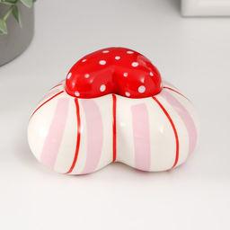 Шкатулка для украшений Красное сердце в горошек, полосатое, керамика, 10.2?10?5 см