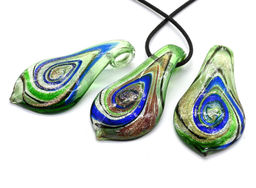 Муранское стекло украшения Лист 30*60мм цв.зеленый