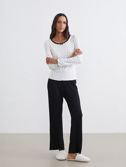 Bisiklet Yaka Puantiyeli Kad?n Pijama Tak?m