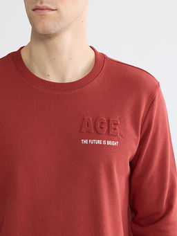 Bisiklet Yaka Bask?l? Erkek Sweatshirt