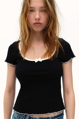 Top de canale con detalles sobrehilados - H&m фото 2