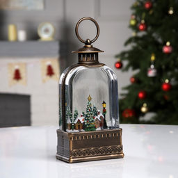 Светодиодная фигура «Фонарь с городом» 10.7×21.5×6.3 см, пластик, от батареек АААх3, USB, свечение тёплое белое