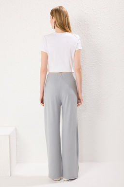 TRENDYOLMILLA Gri Nervur Detayl? Wideleg/Genis Kesim Pantolon TWOSS25PL00073 фото 6