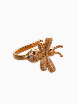 Серьга кафф «Пчела», цвет белый в золоте