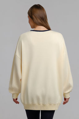 Арт. 15131 Свитшот женский оверсайз удлиненный 42-52 (3 шт) Цвет:молочный - Калинка фото 4