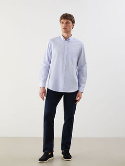 Regular Fit Uzun Kollu ?izgili Poplin Erkek G?mlek