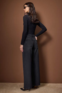 Siyah Tas Detayl? Normal Bel Wide Leg Jeans TWOAW26JE00284 - Trendyolmilla фото 4