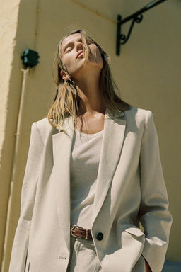 LINEN BLEND BLAZER WITH PRINTED CUFFS - Zara фото 36