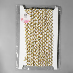 Тесьма декоративная, 10 мм, 10 ± 1 м, цвет белый/золотой