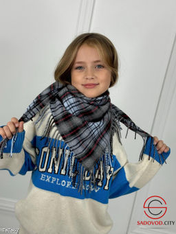 Детский платок теплый в клетку - Bruno фото 3