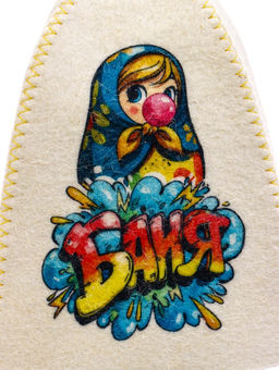 Шапка для бани и сауны Матрёшка бабл-гам, полиэфир, шерсть, белая - Simaland фото 4