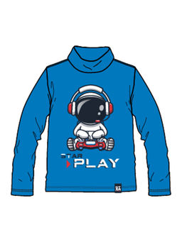 Водолазка для мальчика PlayToday Star Play из хлопка с эластаном голубой  фото 9
