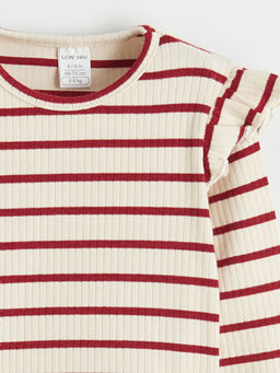 Bisiklet Yaka F?rf?rl? ?izgili K?z Bebek Ti??rt 2li