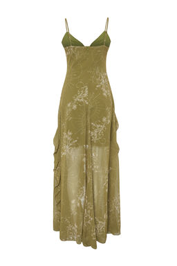 TRENDYOLMILLA Limited Edition Haki A-Kesim Volanl? Dokuma S?k Abiye Elbise TPRSS24AE00050 фото 7