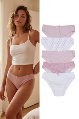 Pembe-Cok Renkli 5li Kaskorse Slip Puantiyeli Slip Kulot THMSS26KU00024