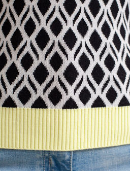 Джемпер с коротким рукавом жаккардовой вязки с принтом ромб