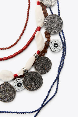 PACK OF 3 BEADED MEDALLION NECKLACES - Zara фото 3
