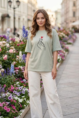 K13545 Футболка OVER SIZE (хлопок) МЯТНЫЙ