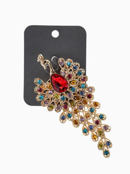 Брошь «Жар-птица» волшебная, стразы, цетная в золоте