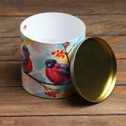 Подарочная коробка, тубус Снегири с рябиной 120 х 120 мм (100 мм внутр. высота) - Simaland фото 4