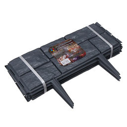 Ограждение декоративное, 24×177.5 см, 5 секций, пластик, серое, «Камень»