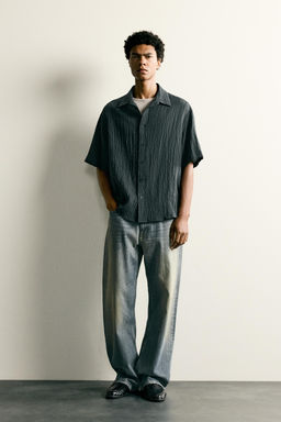CAMISA RELAXED FIT RELIEVE / Azul