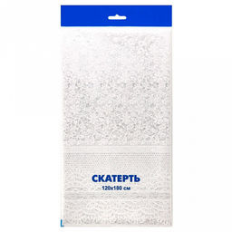 Скатерть полиэтилен 120х160см "Кружево", 35мкм, прозрачный, 5 шт в рулоне, общий размер 120х800см (Россия)