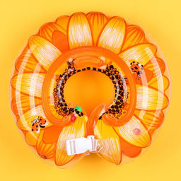 Круг детский на шею, для купания, Подсолнух, с погремушками, двухкамерный, цвет оранжевый - Крошка я фото 4